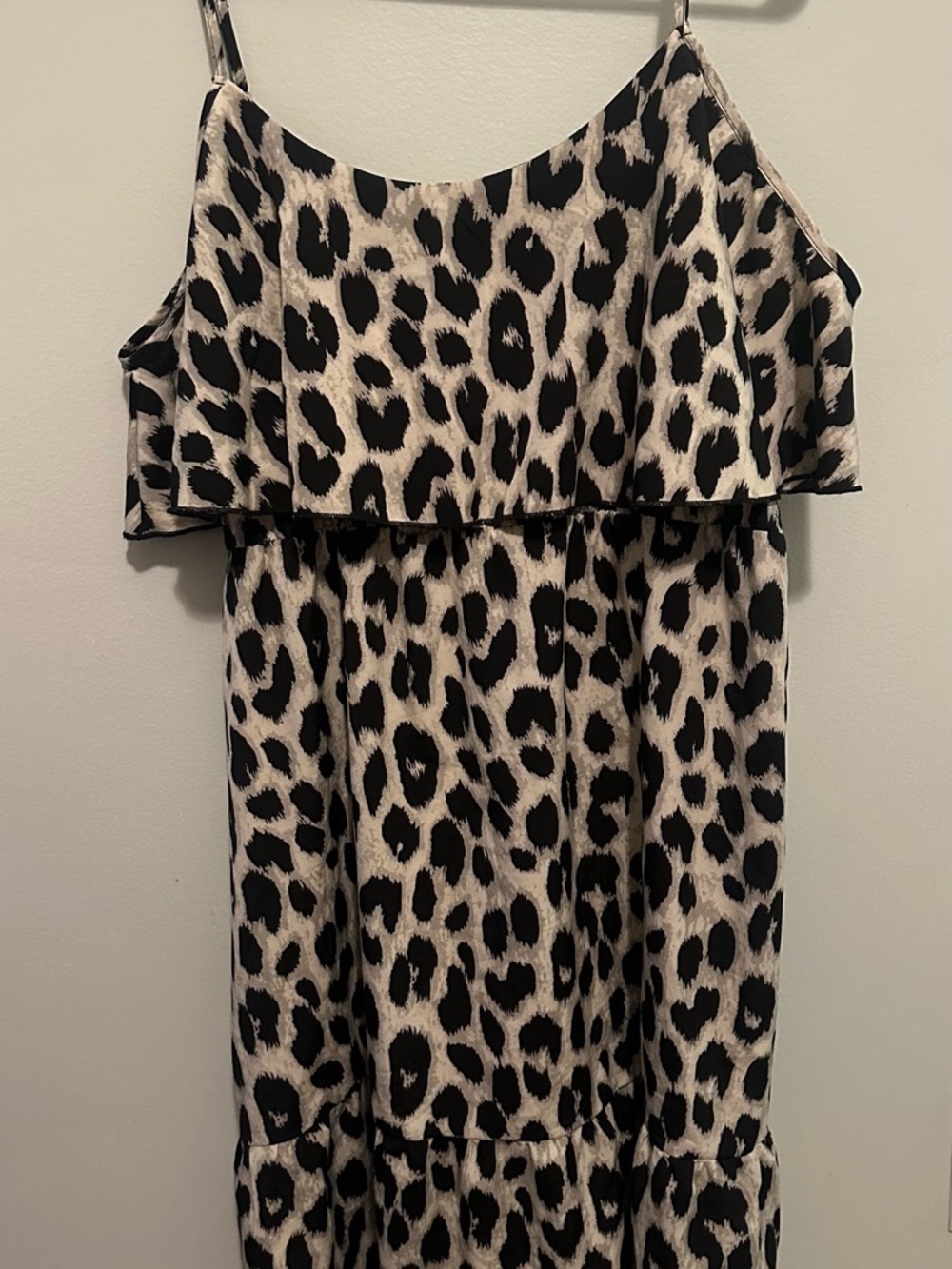 Leopard Print Cold Shoulder Ruffle Dress XXL
